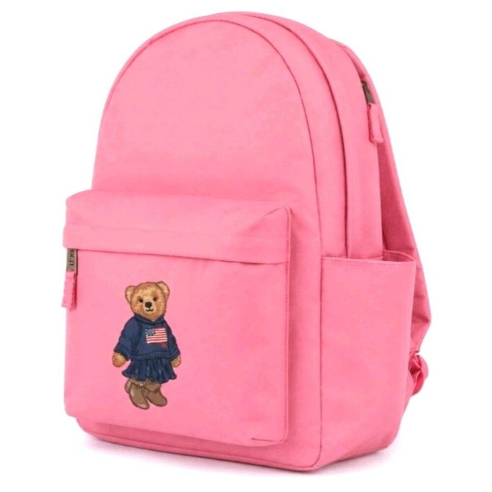 Polo Ralph Lauren Polo Bear Embroidered Bag Pink Laptop Backpack